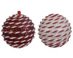 Kerstballen 8 cm Rood-Wit Candy cane motief set van 2, Ophalen of Verzenden, Nieuw