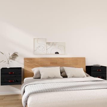 vidaXL Nachtkastjes 2 st wandgemonteerd 50x36x40 cm zwart, Verzenden, Nieuw