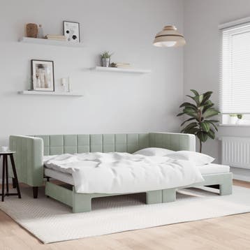 vidaXL Slaapbank met onderschuifbed 90x200 cm fluweel, 90 cm, Eenpersoons, Verzenden, Nieuw