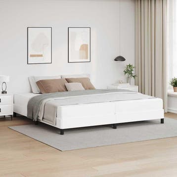 vidaXL Bedframe met matras Puur Wit 200 x 200 cm Stof, Verzenden, Nieuw, Wit, Stof