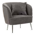 FAUTEUIL ZILVERKLEURIG MET KUSSEN CM 73X66X78, Huis en Inrichting, Ophalen of Verzenden, Nieuw