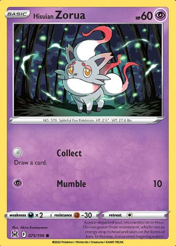 Hisuian Zorua 075/196 Lost Origin, Ophalen of Verzenden, Nieuw, Losse kaart, Foil