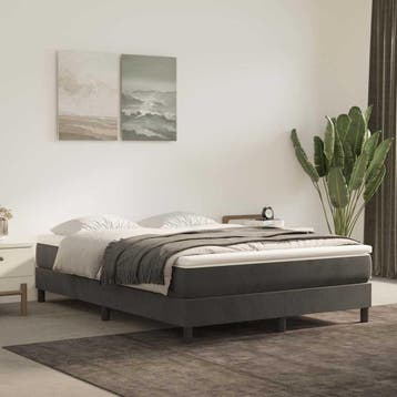 vidaXL Boxspring met matras fluweel donkergrijs 140x190 cm, Verzenden, Nieuw, Tweepersoons, 140 cm