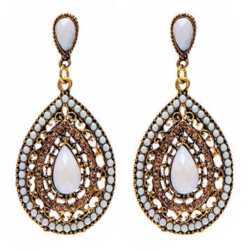 Fako Bijoux - Oorbellen - Bohemian - Druppel - Wit/Crème, Verzenden, Nieuw