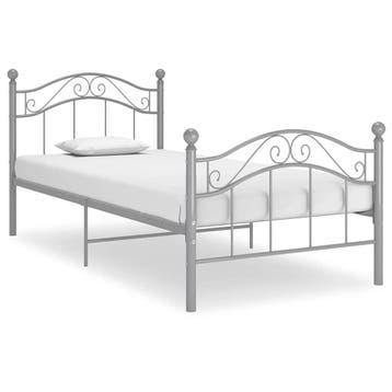 vidaXL Bedframe metaal grijs 90x200 cm, 90 cm, Eenpersoons, Verzenden, Nieuw