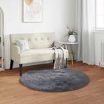 vidaXL Tapijt van imitatie TAFALLA Antracietkleurig Ø 80 cm, Huis en Inrichting, Stoffering | Tapijten en Kleden, Verzenden, Nieuw