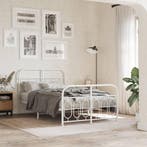 vidaXL Bedframe met hoofd- en voeteneinde metaal wit 120x200, Huis en Inrichting, Slaapkamer | Bedden, Verzenden, Wit, Nieuw, Twijfelaar