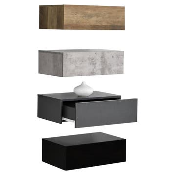 Wandplank met lade set van 4 zwevend beton hout grijs zwart, Verzenden, Nieuw