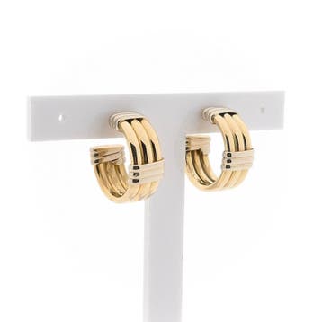 Bicolor gouden oorbellen; Ø 19,7 mm, Ophalen of Verzenden, Gebruikt, Goud, Goud
