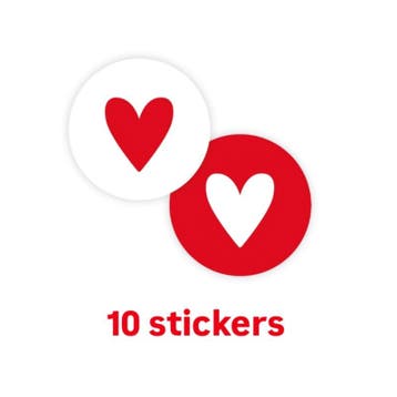 10 sticker rood wit hartje Liefde - valentijn (Stickers), Ophalen of Verzenden, Nieuw, Sticker