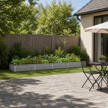 vidaXL Verhoogd Tuinbed Grijs 320 x 80 x 24 cm koudgewalst, Minder dan 30 cm, Verzenden, Nieuw, Metaal