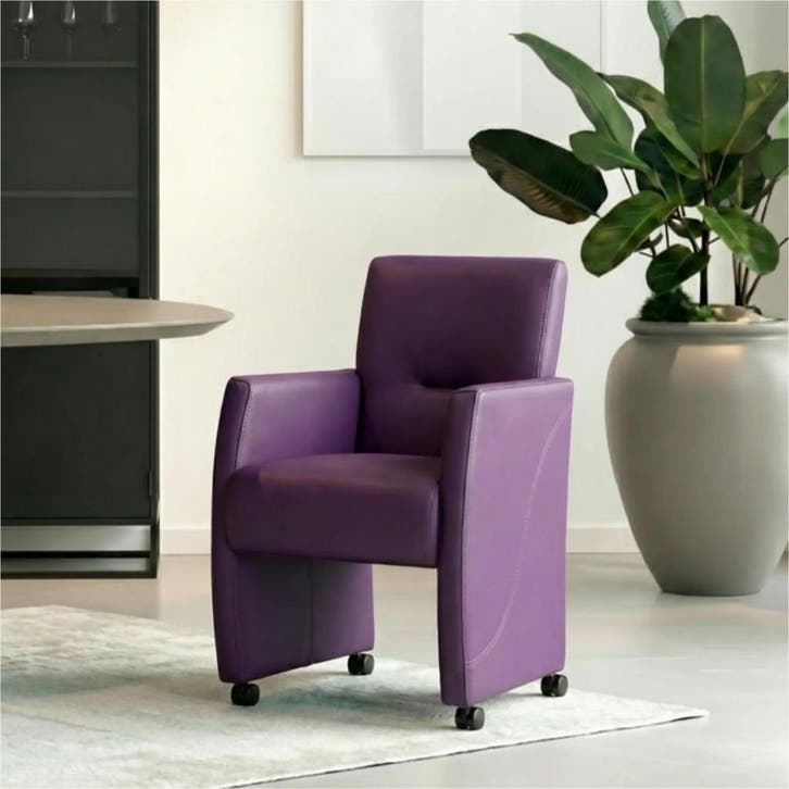 Leren eetkamerstoel Pleasure - Toledo Aubergine (paars) -, Huis en Inrichting, Stoelen, Overige kleuren, Nieuw, Leer, Ophalen of Verzenden