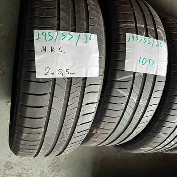 2 x Michelin 195-55-16 10DZomerbanden 5,5mm, Gebruikt, 16 inch, Ophalen of Verzenden, Band(en)