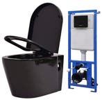 vidaXL Hangend toilet met verborgen stortbak keramiek zwart, Doe-het-zelf en Verbouw, Sanitair, Verzenden, Nieuw