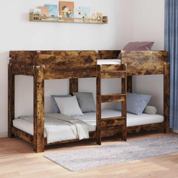 vidaXL Bunk Bed voor Kinderen Gerookt eiken 90 x 190 cm, Verzenden, Nieuw, Bruin, Hout