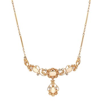 Gouden collier met opaal en diamant 18 kt, Ophalen of Verzenden, Nieuw