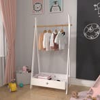 [en.casa] Kinder kledingrek Laxe 126x73x43 cm wit en houtkle, Verzenden, Nieuw