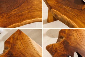 Massief houten bank ROOT 100cm bruin naturel teakhouten, Ophalen of Verzenden, Nieuw