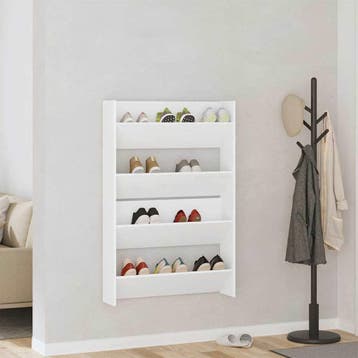 vidaXL Wandschoenenkasten 2 st 80x18x60 cm spaanplaat wit, Verzenden, Nieuw