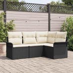 vidaXL Tuin Sofa Set met opslag 4 pcs Zwart poly rattan, Verzenden, Nieuw, Rotan