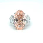 Ring - 14 karaat Witgoud - 12.17ct. tw. Roze Diamant (Fancy, Nieuw