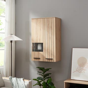 Hangkast Noppen wandkast 98x60x35 cm eikenkleurig [en.casa], Huis en Inrichting, Kasten | Wandmeubels, Verzenden, Nieuw