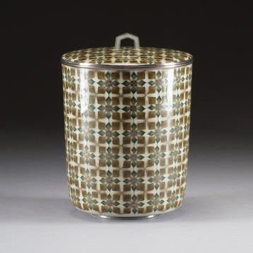 Moderne emaille cloisonné waterfles - Emaille, zilveren