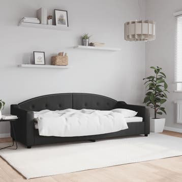 vidaXL Slaapbank 80x200 cm stof zwart, Eenpersoons, Verzenden, Zwart, Nieuw