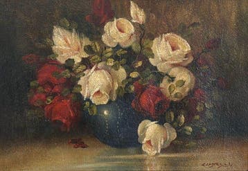 Clément Castelli (1870-1959) - Vaso di rose colorate