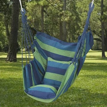 Gestreepte Canvas Hangmat Stoel - Draagbaar en Comfortabel v, Tuin en Terras, Hangmatten, Verzenden, Nieuw