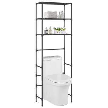 vidaXL Opbergrek voor boven toilet 3-laags 53x28x169 cm, Verzenden, Nieuw, Zwart