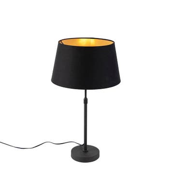 Tafellamp zwart met kap zwart met goud 35 cm - Parte, Verzenden, Nieuw