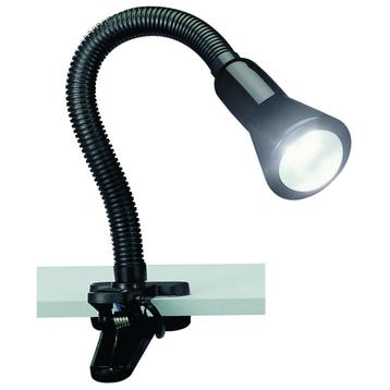LED Klemlamp - Trion Fexy - E14 Fitting - Glans Zwart -, Huis en Inrichting, Ophalen of Verzenden, Nieuw, Kunststof, Overige fittingen