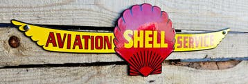 Vintage Shell Aviation emaille bord uitgesneden, Verzamelen, Merken en Reclamevoorwerpen, Verzenden, Nieuw