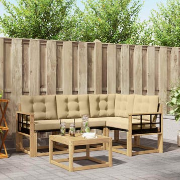 vidaXL Buiten bankenset 5 st Wit en Beige, Verzenden, Nieuw