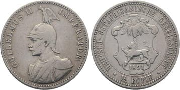 1/2 Rupie 1891 Deutsch Ostafrika Wilhelm Ii, Postzegels en Munten, Verzenden