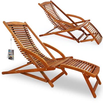 Ligbed Acaciahout 166x70x70cm incl Kussen (Stoelen), Tuin en Terras, Tuinstoelen, Verzenden, Nieuw
