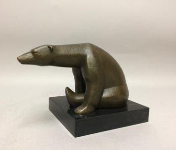 sculptuur, Ijsbeer in Art Deco stijl - gesigneerd Milo - 17