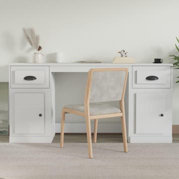 vidaXL Bureau met kast bewerkt hout wit, Verzenden, Nieuw