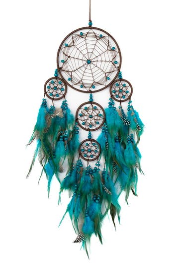 KIMU® Dromenvanger Ster Turquoise Dreamcatcher Veren Macramé, Ophalen of Verzenden, Nieuw, Feestartikel, Carnaval