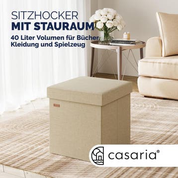 Poef Set van 2 Beige 38x38x38cm inklapbaar (Stoelen), Verzenden, Nieuw