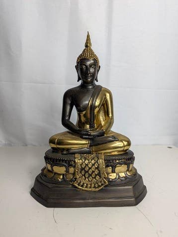 Zittende Boeddha in meditatie – Tweekleurig brons – Thaise