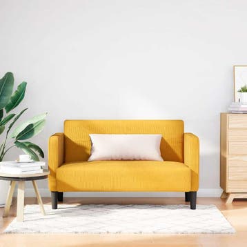vidaXL Loveseat bank 109 cm corduroy stof lichtgeel, Verzenden, Nieuw, Stof