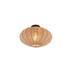 Japandi plafondlamp bruin met stoffen kap - Bida, Verzenden, Nieuw, Stof, Design