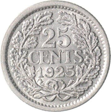 Nederland. Wilhelmina. 25 Cent 1925 KWALITEIT (Zonder