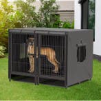 2-in-1 Grote Metalen Hondenkooi – Dubbele Kennel met Lade, Dieren en Toebehoren, Verzenden, Nieuw