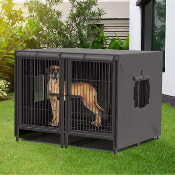 2-in-1 Grote Metalen Hondenkooi – Dubbele Kennel met Lade, Verzenden, Nieuw