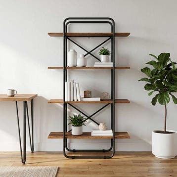 vidaXL Boekenrek 4-laags 60 x 35 x 140 cm PB Eikenhout, Verzenden, 100 tot 150 cm, Nieuw, 50 tot 100 cm