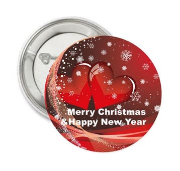 Button of magneet Winterfun Merry Christmas & Happy New Year, Verzenden, Nieuw