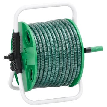 vidaXL Slanghaspel met 30 m slang vrijstaand PVC groen, Verzenden, Nieuw